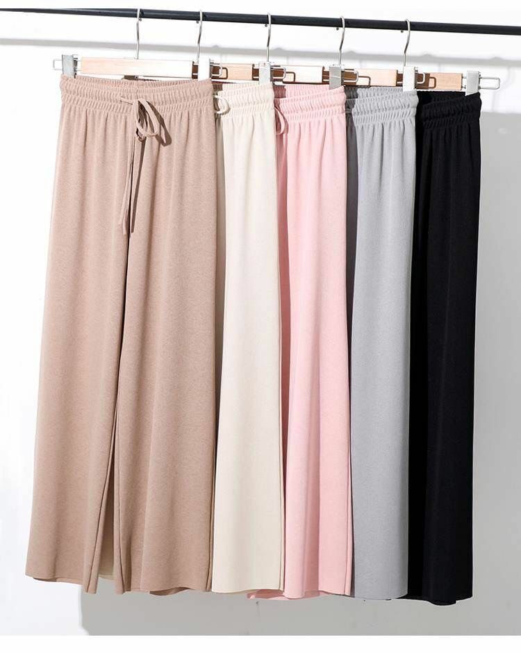 Ice silk pendant wide-leg pants women's spring and summer new high-waist slim casual pants women's loose student nine-point straight-leg pants