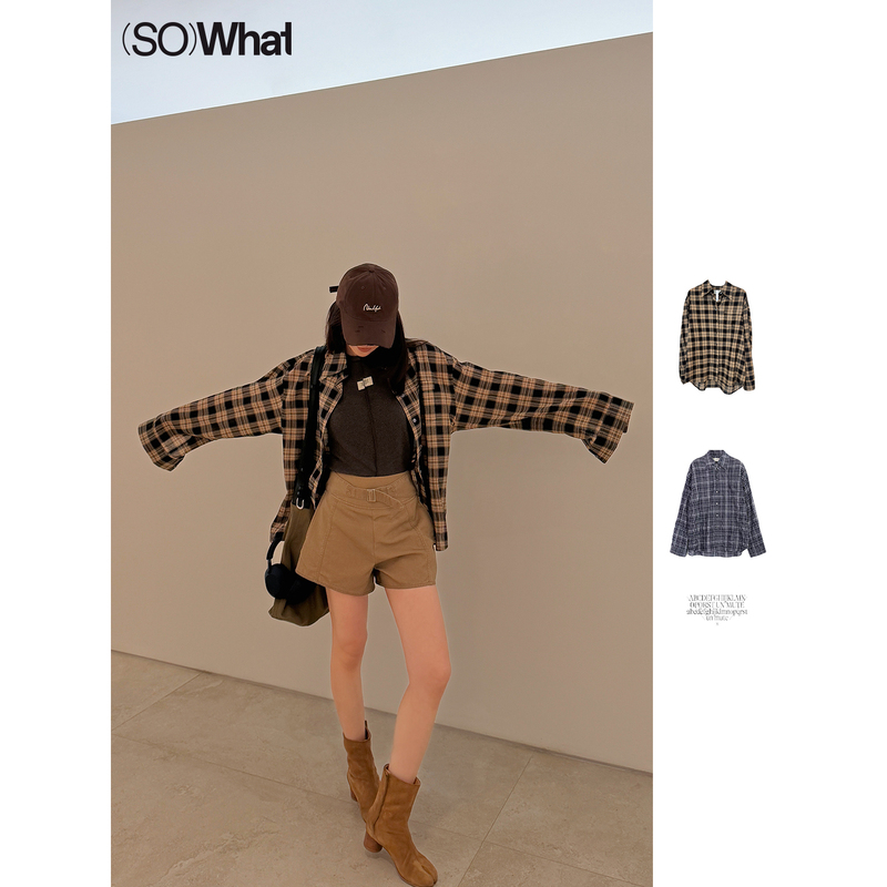 Sowhat X Unmute Collaboration Retro Plaid Lapel Loose Fit Long Sleeve Shirt 26 Autumn/Winter Sowhat X Unmute Collaboration Retro Plaid Lapel Loose Fit Long Sleeve Shirt 26 Autumn/Winter
