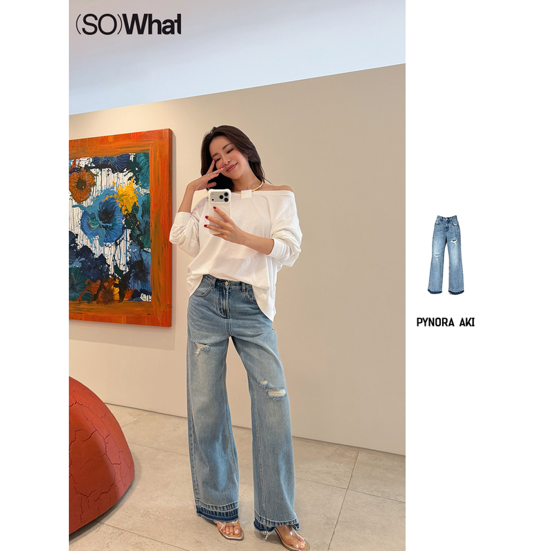 In Stock Sowhat Buyer Store Pynora Aki Irregular Ripped Loose Washed Denim Pants 26 Spring/Summer In Stock Sowhat Buyer Store Pynora Aki Irregular Ripped Loose Washed Denim Pants 26 Spring/Summer