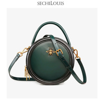Advanced sense of foreign style niche design cowhide small round bag women 2021 new vintage Mini Leather leather shoulder shoulder bag