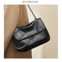 Fashion casual chain leather shoulder bag female 2021 Autumn Winter New commuter cowhide large capacity crossbody messenger bag
