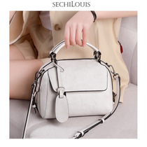 Vintage classic leather Boston bag female elegant Hand bag summer new fashion simple cowhide leather crossbody shoulder bag