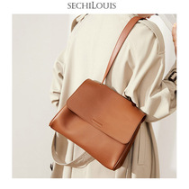 Commuter niche leather shoulder bag female large capacity small square bag 2021 New Fashion soft cowhide crossbody tote