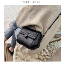 Lock chain small square bag women Bag Black New 2021 trend retro large capacity crossbody shoulder bag