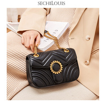 Small fragrant wind diamond grid chain bag female temperament leather shoulder bag new fashion retro cowhide lock shoulder bag women