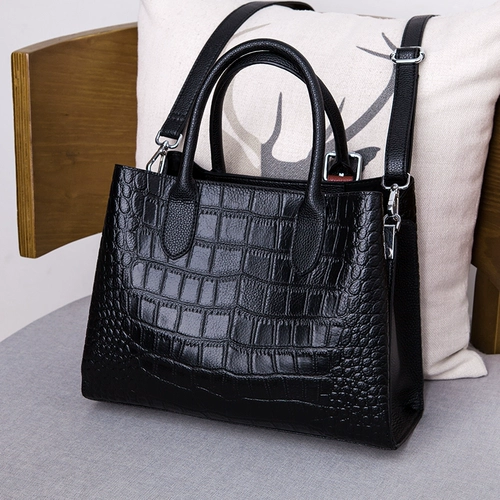 Вместительная и большая сумка на одно плечо, сумка через плечо, из натуральной кожи, изысканный стиль, крокодиловый принт