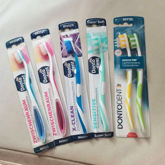 Toothbrush hair soft - hair household adult German Dontodent Dontto Tongto without gum clean single branch and 2 packs