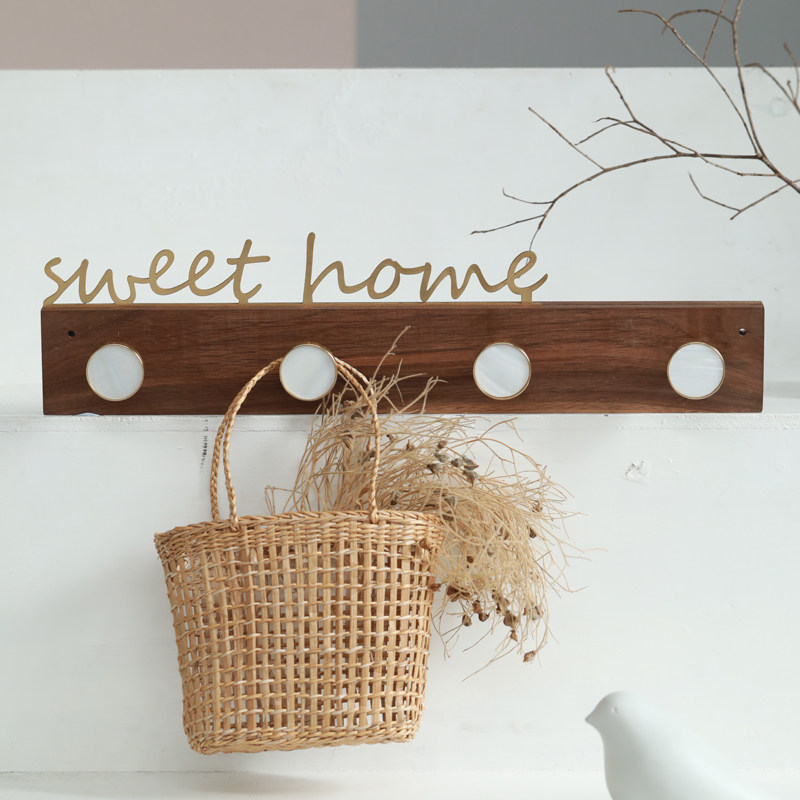 yoyo space Nordic personality creative walnuts wood hook room doorway clothes lined strip brass hanging clothes hook