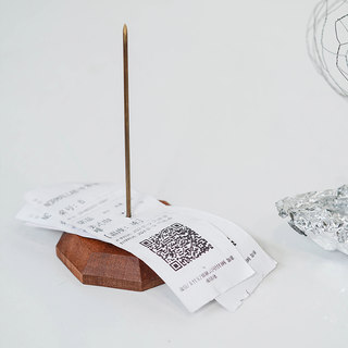 Solid Wood Order Slip Holder, Receipt Holder, Restaurant Cashier Receipt Holder, Brass Pin Holder, Storage Pin Holder