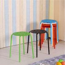 Simple eight-hole color stool simple household adult round stool color dining chair stackable padded plastic round stool