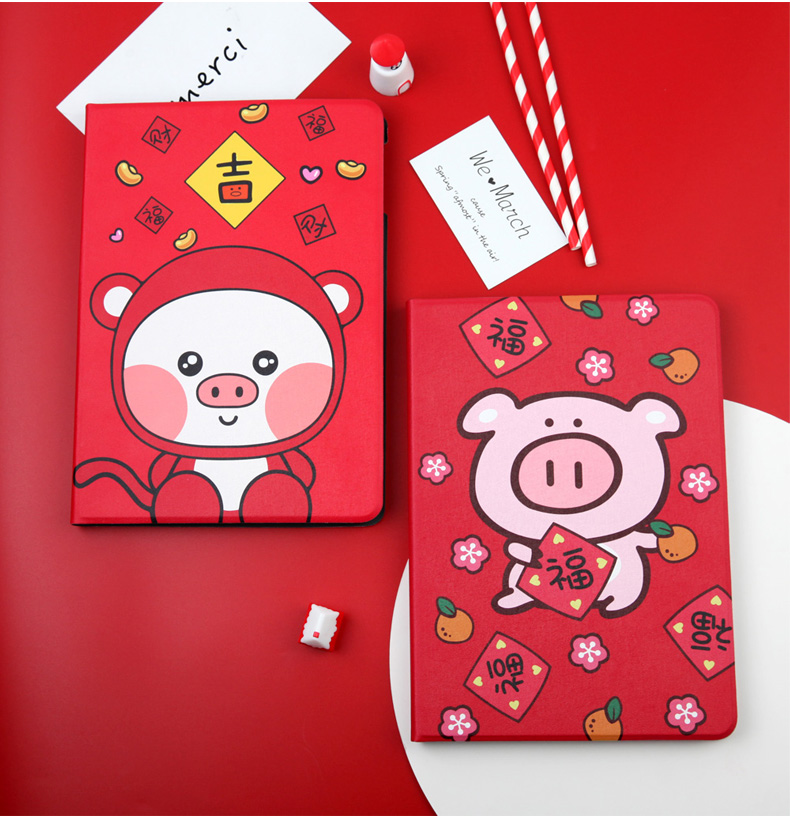 Apple 2018 vỏ iPad mới air3 hoạt hình lợn 2019 phiên bản Bao da mini4 đỏ mini 2/3 silicon chống rơi vỏ mềm Pro11 vỏ máy tính bảng 10,5 inch - Phụ kiện máy tính bảng bao da ipad gen 6
