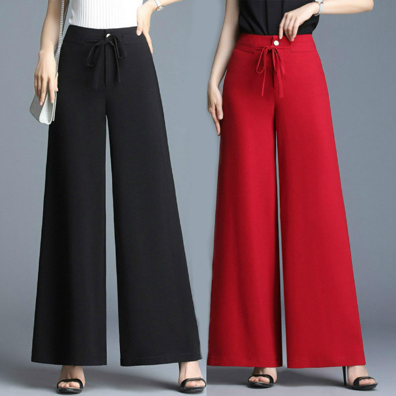 Spring Autumn New Morden Dance Broadlegged Pants Woman South Korea Silk Fashion Easy Pituitary Straight Drum Wide Pants Wide Pants Wide Pants Horn Pants
