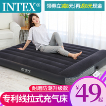 INTEX flocked household single double with pillow inflatable air mattress outdoor electric inflatable folding air bed