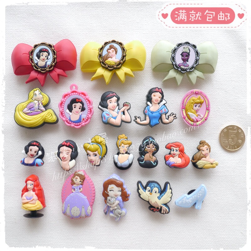 Crocs Genuine Clogs with Disney Princesses Snow White, Tinker Bell, Lettuce, Mermaid, and Sofia Charms