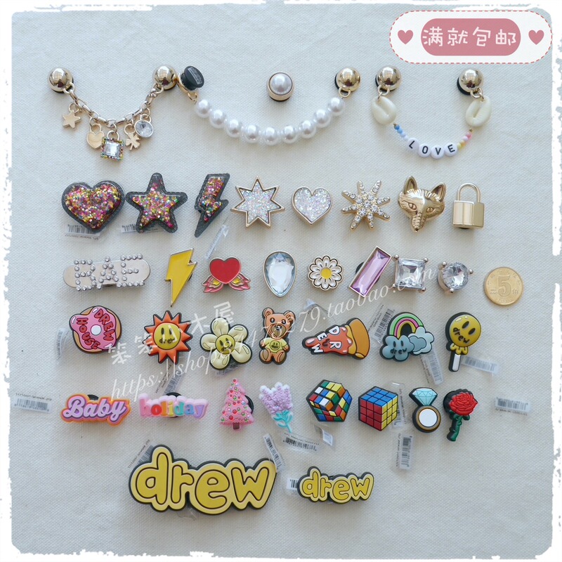 Crocs Shoe Charms Metal Daisy Lightning Heart Wings Pearl Drew Bieber Rose Lavender Original Factory