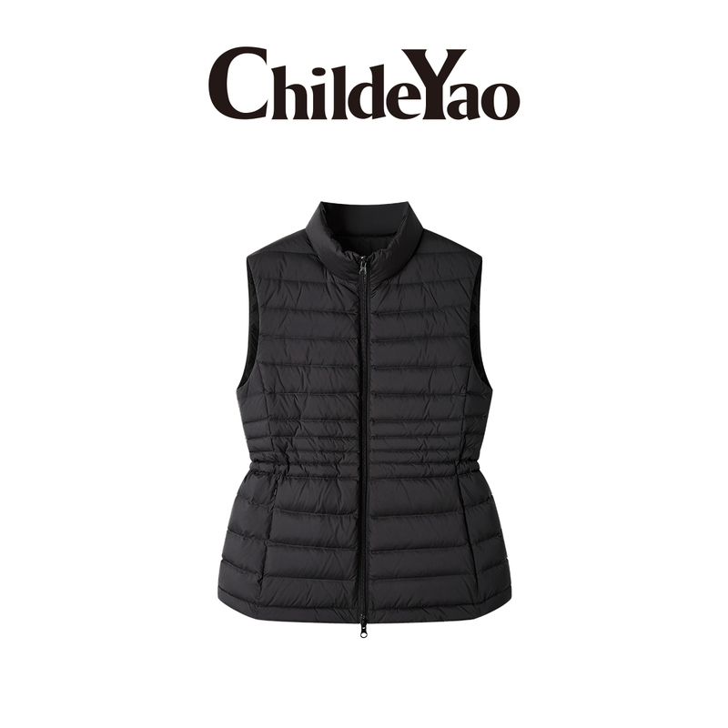 Childe Yao Black down Vest Jacket for Women 2026 Autumn and Winter New Casual Versatile 90 White Goose down Vest