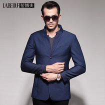 LaBov 2021 Spring and Autumn Middle-aged Mens Coat Stand Collar Mens Single Suit Business Leisure Plus Size Slim Dad