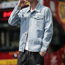 Light-colored denim jacket mens 2021 New Korean trend loose casual versatile mens spring and autumn clothes