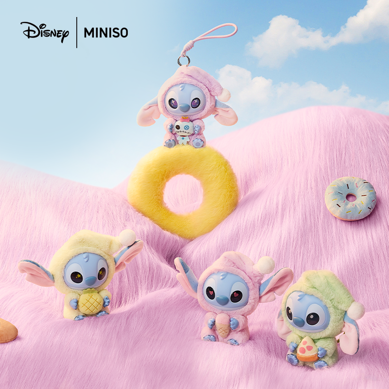 [MINISO 名创优品迪士尼 史迪奇 再困也要吃一口 系列 搪胶 毛绒 盲盒]