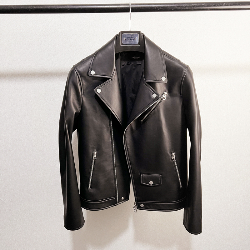 Celebrity-Style Sheepskin Korean Motorcycle Casual Jacket Genuine Leather Jacket Cool Men's Padded Coat Bc4F09 Celebrity-Style Sheepskin Korean Motorcycle Casual Jacket Genuine Leather Jacket Cool Men's Padded Coat Bc4F09