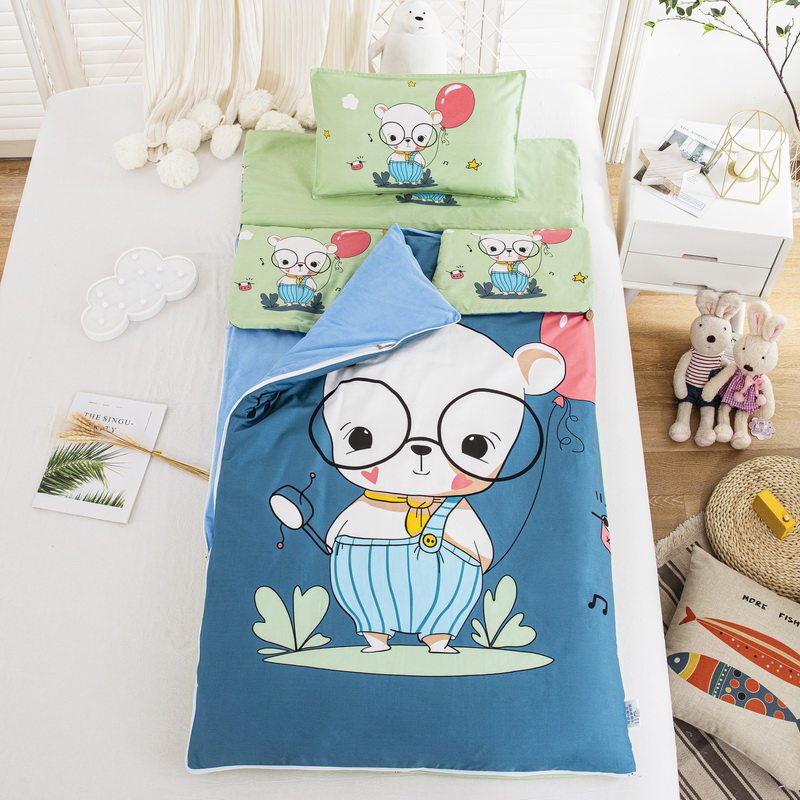 Middle Large Child Sleeping Bag All-cotton Baby Kicking by Kindergarten Nap Season Thick Spring, Summer and Winter