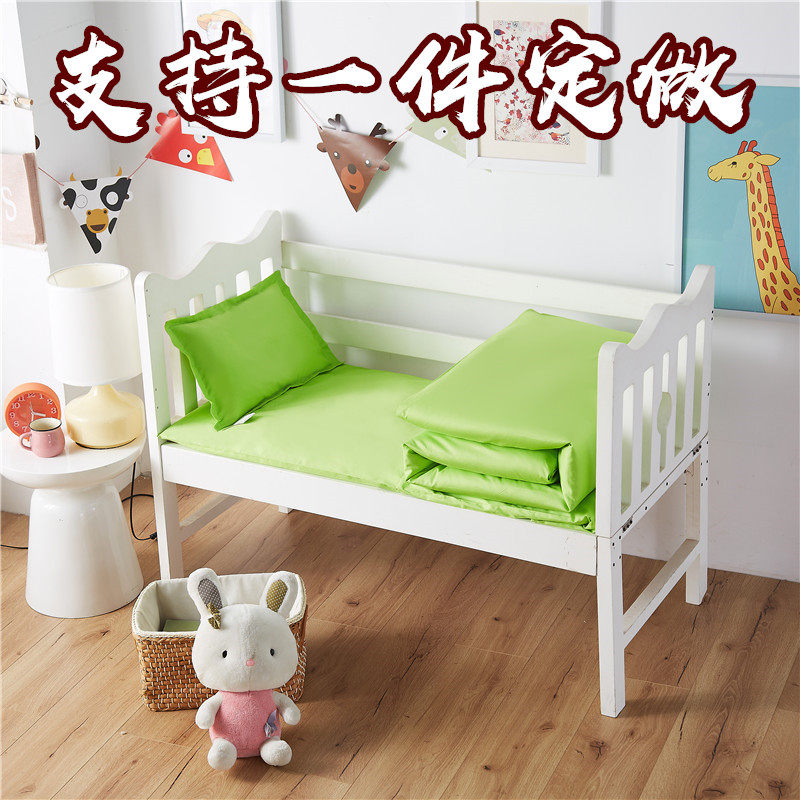 Full Cotton Kindergarten Quilt Cover Three Sets Pure Color Children Afternoon Nap Quilts Six Pieces Of Pure Cotton Green Mat Bedding Made