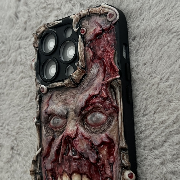 Original Dark Black 3D Grotesque Face – Pro/Plus/Max/Air – 17, 16, 15, 14, 13, 12 iPhone Case