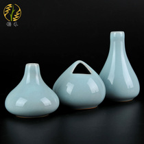 Creative Ru kiln small vase Ru porcelain crafts coffee table desktop decorations small ornaments Chinese style simple ceramic flowers