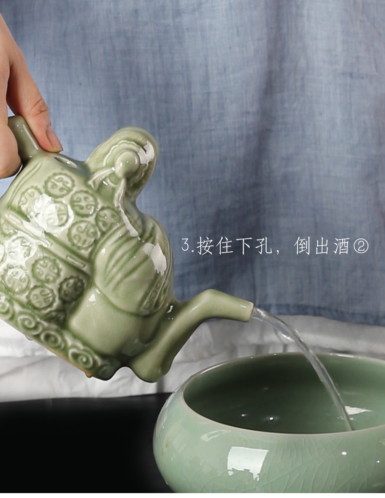 Creative ceramic porcelain jar of wine suits for yao states conscience pot pot liquor pot two already birthday gift household of Chinese style