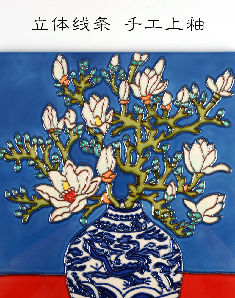 росписи фарфора 唐三彩瓷板画 画陶瓷装饰画 画家居客厅墙壁挂饰壁饰中式民宿田园