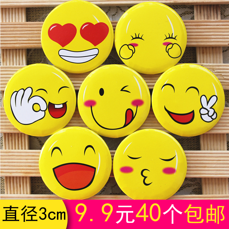 Multi-expression smiley face chest badge Smiley Face Chest Card Cartoon Children Reward Brooch Pin Small Number 3cm40