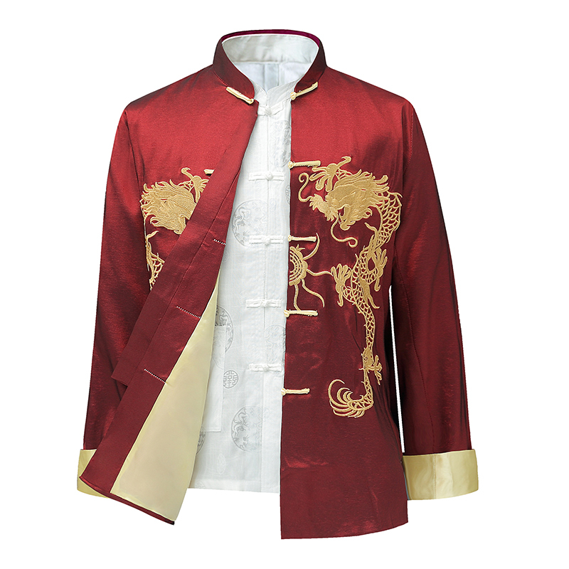 Chinese Style Tang Suit for Men, Performance Attire for Young and Middle-Aged Men, Traditional Wedding Host Costume, New Year Party Formal Wear for the Elderly