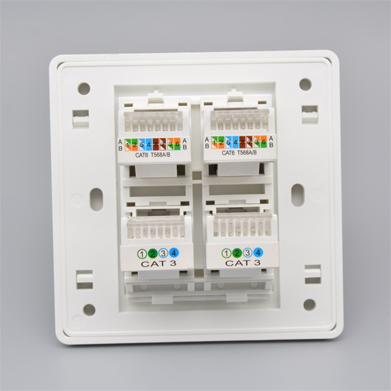 86-type four-port Internet telephone socket, 2 non-calling cat6 gigabit six-category computers, 2 telephone four-bit panels