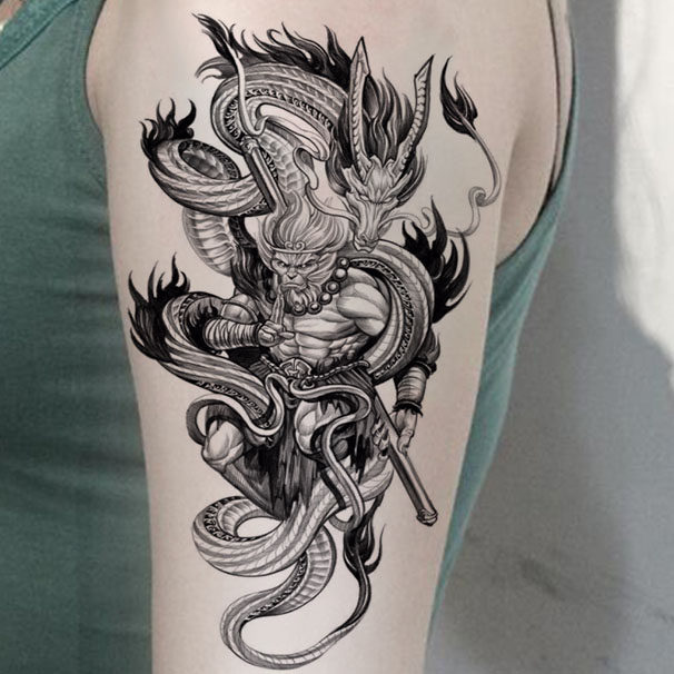 猴子纹身贴防水持久斗战胜佛大花臂男女孙悟空手臂刺青贴青龙