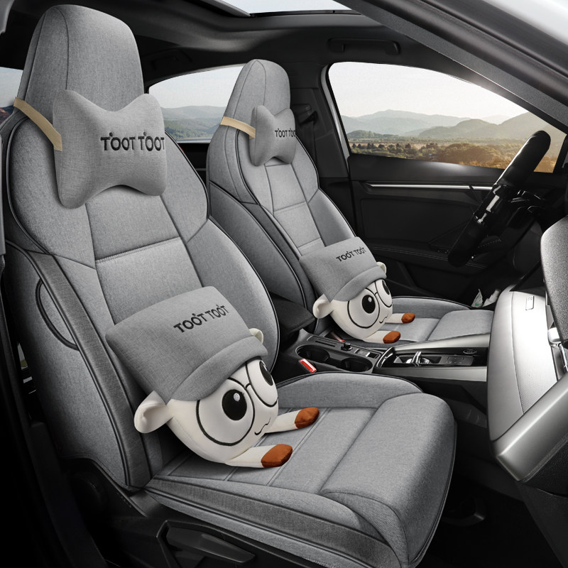 21 Audi A3 special seat covers all-inclusive linen four seasons universal cushion cover cute cartoon fabric seat cover female