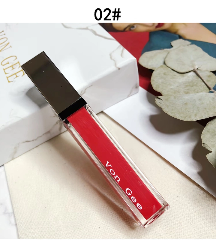 Ins rung cùng Von Gee đá cẩm thạch thủy tinh son môi set lip gloss lip gloss dưỡng ẩm màu cà chua học sinh