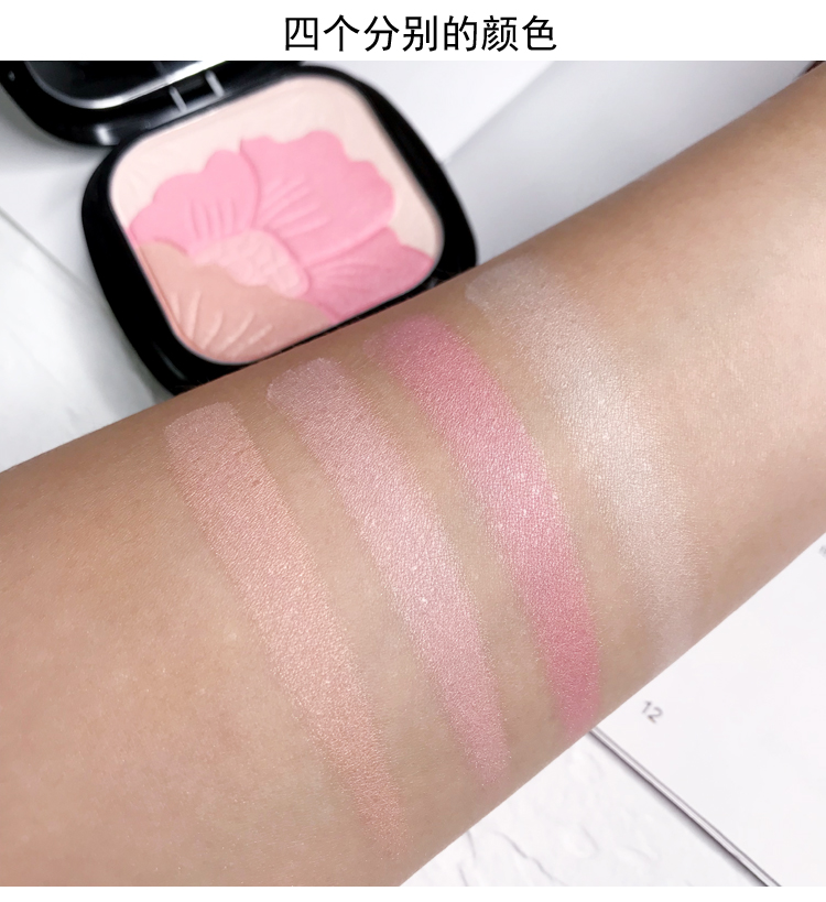 Xuất khẩu sang Dubai! Febble cô gái ba chiều khắc cánh hoa gradient blush rouge điểm nổi bật bột sáng bảng má kryolan