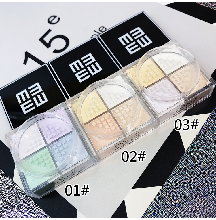 Ánh sáng và minh bạch bốn lưới vuông bốn màu bộ trang điểm bột 4 màu bốn lưới bột lỏng lâu dài rõ ràng kiểm soát dầu tốt matte phấn bột innisfree