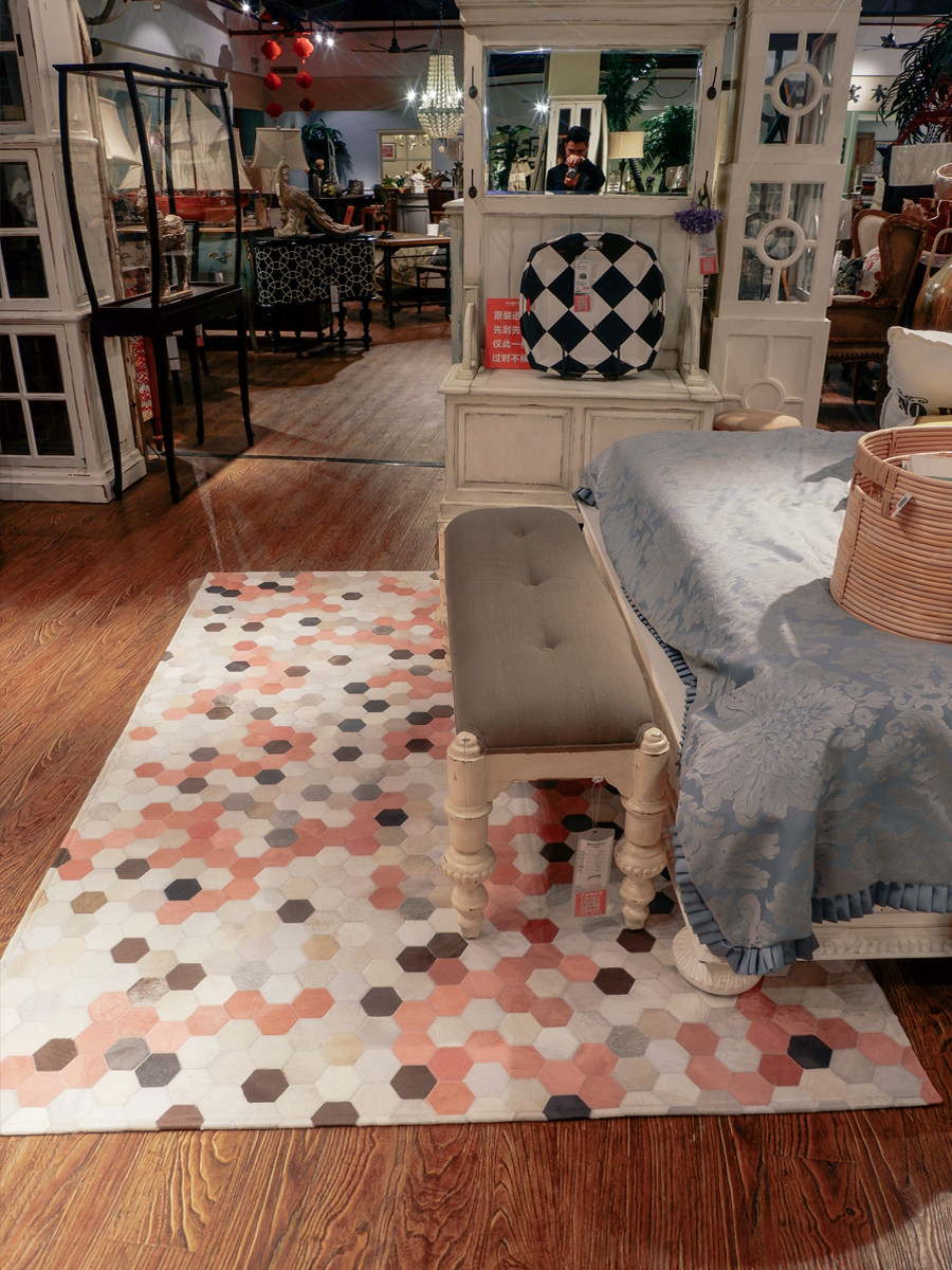 37 European and American hand - made creative design splicing color visual artcarpet personality style study bedroom side bedroom