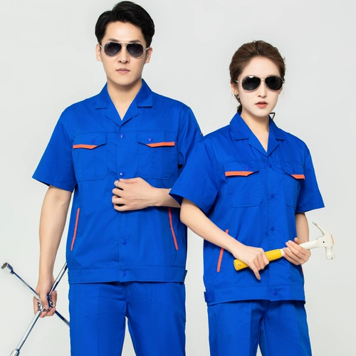 Летняя длинная и короткая рабочая одежда, установленная для мужской воздухопроницаемой заводской одежды на заводе с половиной рукава для ремонта машины.