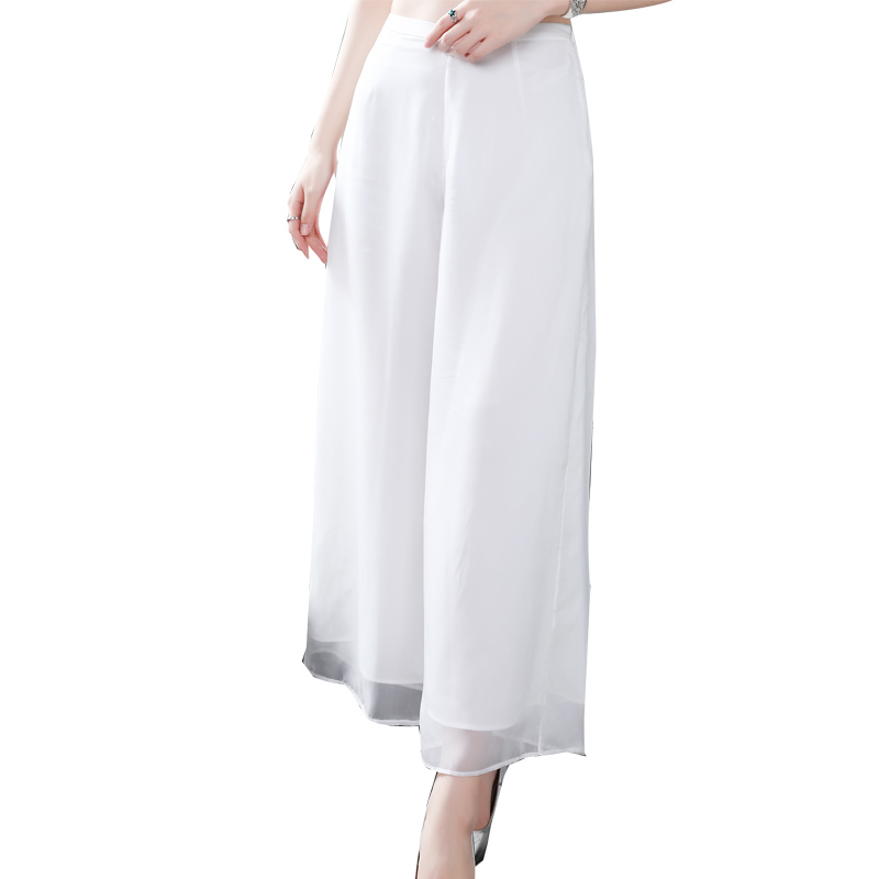 Tiên Trà Man Zen 2018 Summer New Pure White Loose Chân quần Slack quần Don-Wear