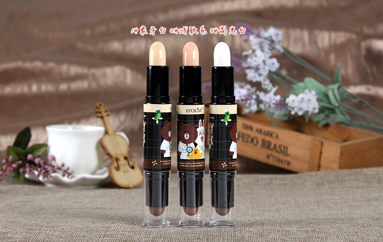 Sửa chữa Rod Double Effect Light và Shadow Double Head Che khuyết điểm Double Color Shadow Stick Silhouette High Light Che khuyết điểm Stick Evra Parity đánh khối mặt tròn