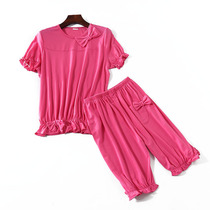 2826 2020 Summer new pyjamas ladies cover short sleeves shorts Home Casual Suit Extractable Wave