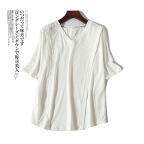 3227 3227 2020 summer new white short sleeve womens dress v collar t-shirt lady loose with undershirt big code half sleeve