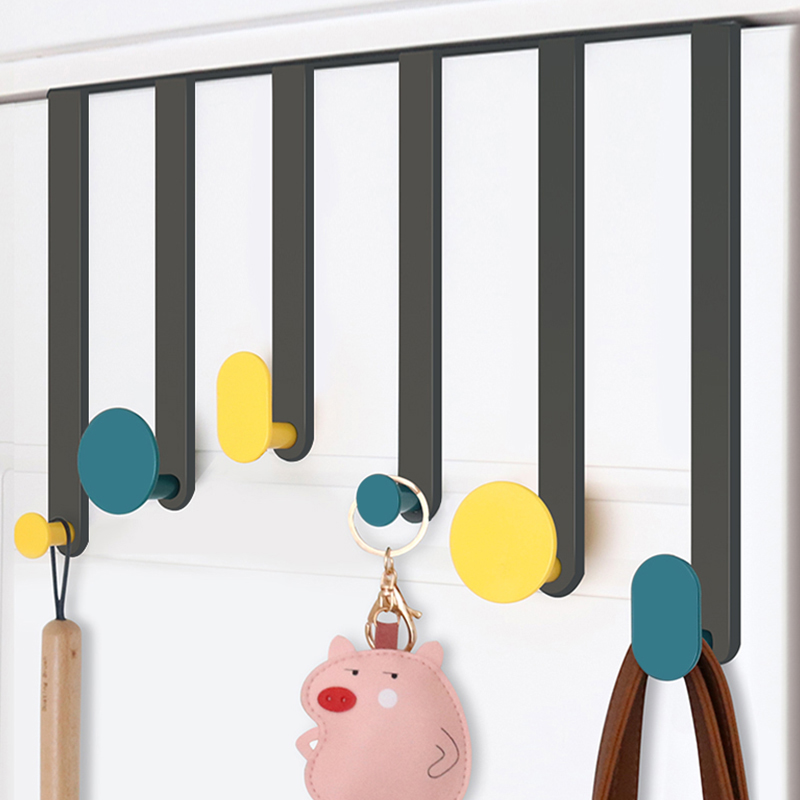 Behind the door hook hanger Nordic creative seamless punch-free shelf nail-free door back type coat hanger artifact