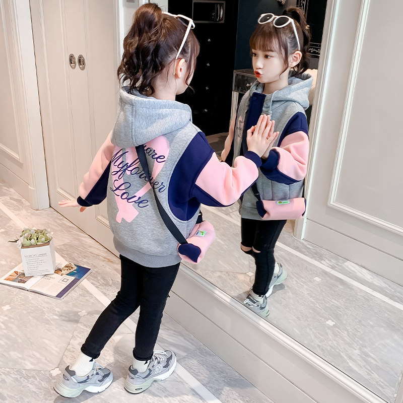 Girls' coat autumn and winter style 2022 new Western style children's winter net red fashionable top girls children's clothing thickening tide