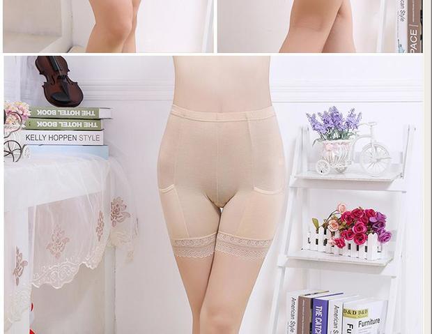 Không có quần quăn chống sáng an toàn cho nữ mùa hè size lớn bốn góc đồ lót cotton chất béo mm cao eo eo quần short mỏng - Võ sĩ quyền Anh quần lót nữ thun lạnh bóng