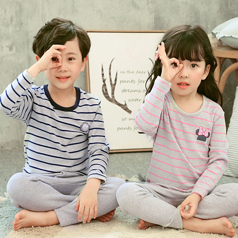 Children's autumn clothes sanitary pants suit Men's and women's pure cotton underwear CUHK Warm Clothes Home to the full student