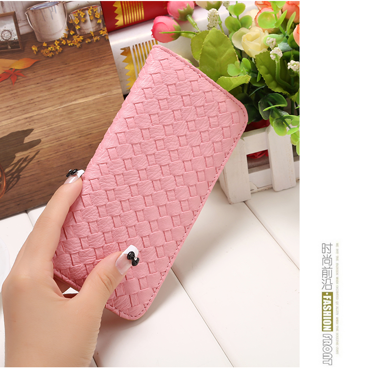 [Đặc biệt hàng ngày] ví nữ dài phần siêu mỏng khóa tối dệt sợi mì nhỏ sinh viên gói mini card ví da nam hàng hiệu