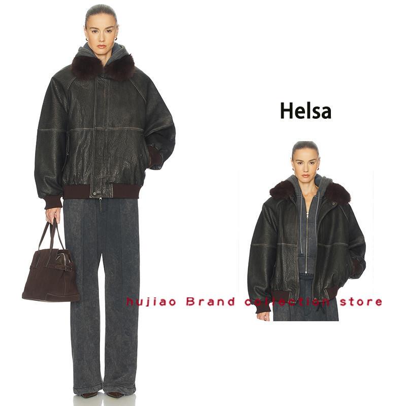 Helsa Genuine Brand New Black Faux Fur Collar Leather Bomber Jacket Helsa Genuine Brand New Black Faux Fur Collar Leather Bomber Jacket